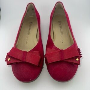 Peter Kaiser Vibrant Red Flats with Bow Accent